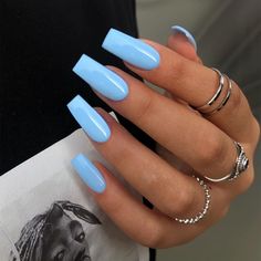 Medium Long Square Shaped Baby Blue Press On Nails,Xcreando Medium Coffin Glue on Nails,Perfect Fake Nails with Pure Color Natural Nails Salon Press-on Feature Glossy Shade for Women in 24 PCS Ongles Baby Blue, Solid Color Acrylic Nails, Blue Press On Nails, Blue Coffin Nails, Light Blue Nails, Medium Coffin, Baby Blue Nails, Solid Color Nails, Blue Acrylic Nails