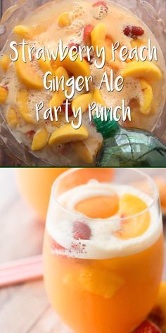 Ginger Ale Punch, Peaches And Strawberries, Alcohol Punch, Best Punch Recipe, Alcohol Shots, White Grape Juice, Best Non Alcoholic Drinks, Sherbet Punch, Punch Drinks