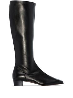 BY FAR Edie knee-length boots - FARFETCH Barbour Boots, Black Knee Length Boots, Shoe Repair Shop, Knee Length Boots, Office Casual Outfit, Versace Bags, Low Block Heels, Pump Sandals, Dolce & Gabbana