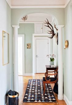 the hallway is clean and ready for us to use as an entrance way in this home