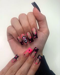 Black Halloween Nails, Horror Nails, Halloween Press On Nails, Manicure Tips, Long Square Acrylic Nails, Black Nail