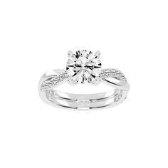 a white gold engagement ring set with diamonds