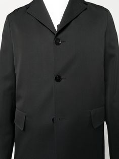 Jil Sander single-breasted Button Suit - Farfetch Classic Black Blazer With Hidden Button Closure, Business Suits With Button Closure And Lapel Collar, Classic Black Outerwear With Single Button, Classic Blazer With Concealed Placket And Suit Collar, Classic Blazer With Concealed Placket, Luxury Black Suits With Concealed Placket, Modern Black Single-breasted Suit, Tailored Classic Black Blazer, Classic Tailored Black Blazer