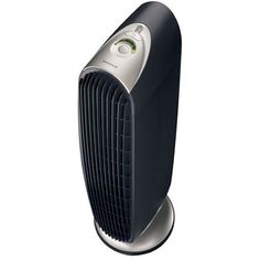 a black and silver air purificater on a white background