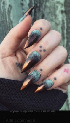 Patina Nails, Crystal Inspired Nails, Demon Nails, Spiritual Nails, Matte Nail Art, Get Nails, Fall Nail Art