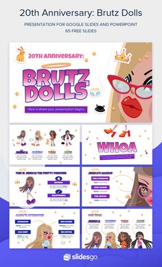 20th Anniversary: Brutz Dolls Fashion Ppt Template, Canva Ppt Template, Cartoon Powerpoint, Slidesgo Templates, Powerpoint Presentation Themes, Creative Powerpoint Presentations, Ppt Template Design