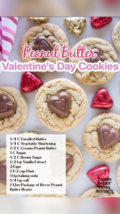 valentine's day cookies with chocolate hearts on top