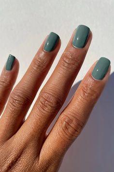 Spring Nails Ideas, Teal Nails, Dusty Teal, Solid Color Nails, May Nails, Polish Ideas, Simple Gel Nails, Beach Nails, Nanotechnology