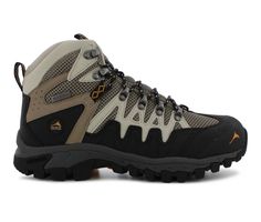 Men's Pacific Mountain Emmons Mid Waterproof Hiking Boots Breathable Gore-tex Hiking Boots For Camping, Rugged Breathable Hiking Boots For Camping, Breathable Gore-tex Waterproof Boots For Camping, Breathable Rugged Work Boots For Outdoor Activities, Rugged Breathable Work Boots For Outdoor Activities, Outdoor Trail Running Shoes With Reinforced Toe, Rugged Black Hiking Boots For Camping, Hunting Boots, Dark Taupe