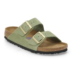 Arizona Soft Footbed Suede Leather Green Tea | BIRKENSTOCK Outfits Moodboard, Pretty Clothing, Two Strap Sandals, Clog Boots, Boys Sandals, Suede Fashion, Birkenstock Sandals, Zermatt, Girls Sandals