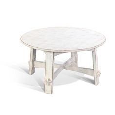 a white wooden table with two legs and a round top, on an isolated background