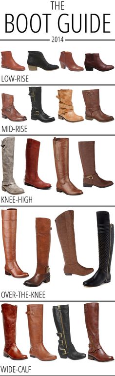 The Boot Guide 2014: favorite low-rise, mid-rise, knee-high, over-the-knee and wide-calf boots! Types Of Boots, Wide Calf Boots, Wide Calf, Crazy Shoes, Calf Boots, Shoe Obsession, Look At You, How To Style