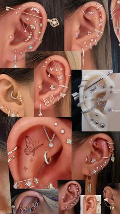 many different types of ear piercings are shown