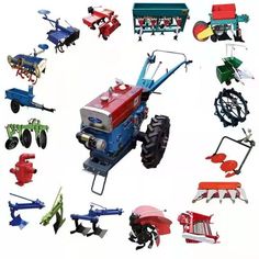 many different types of farm equipment are shown