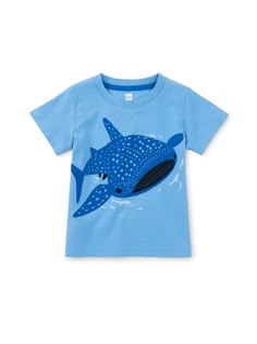 A whale shark--the world's largest fish at over 40 feet!--swims with a small school across the front of this cool cotton tee. Made from 100% soft cotton jersey that keeps its color and styling, wash after wash. Pair with shorts for a zippy summer look. Above thigh length. Inspired by our travels to the Mediterranean. Visit our Global Shop to see more of our favorite styles from around the world. Whale Shark Shirt, Casual Cotton T-shirt With Shark Design, Summer Cotton T-shirt For Ocean Activities, Cotton T-shirt For Summer Ocean Activities, Cotton T-shirt With Shark Design For Summer, Blue Shark Design Crew Neck Top, Blue Shark Design Short Sleeve Tops, Blue Short Sleeve Top With Shark Design, Summer Short Sleeve Tops With Shark Design