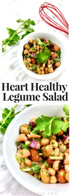 two white bowls filled with beans and cilantro