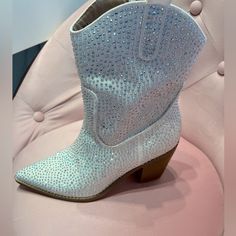 Barness White Rhinestone Western Boots. Bought From Boutique And Never Worn. Super Sparkly! Short Cowgirl Boots, Cute Boots, White Rhinestone, Cowgirl Boots, Western Boots, Bootie Boots, Ankle Boots, Color White, Women Shoes