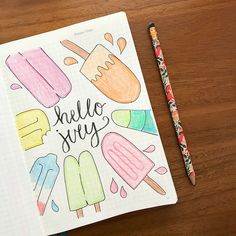 a notebook with an ice cream theme on it