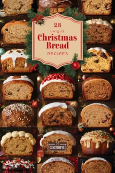 christmas bread recipe book cover with images of various baked goods and holiday decorations around it