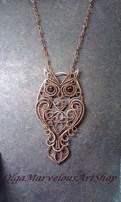 Owl+wire+wrapped+owl+with+garnet+owl+pendant+handcrafted Artistic Silver Copper Necklaces, Artistic Silver Copper Necklace, Unique Silver Wire Wrapped Necklaces, Unique Silver Wire Wrapped Necklace, Exquisite Handmade Silver Necklaces, Exquisite Handmade Pendant Jewelry, Artistic Silver Wire Wrapped Necklaces, Artistic Silver Wire Wrapped Necklace, Artisan Filigree Necklace As A Gift