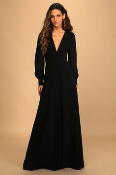 Black Maxi Dress - Chic Open Back Dress - Long Sleeve Maxi Dress - Lulus Long Sleeve Maxi Dresses, Backless Maxi Dress, Black Bridesmaids, Bodice Top, Black Bridesmaid Dresses, Backless Maxi Dresses, Long Black Dress, Chiffon Maxi Dress, Long Sleeve Maxi