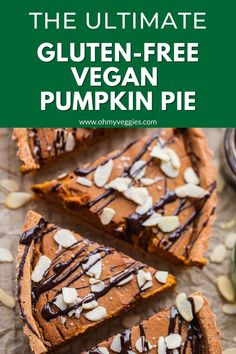 the ultimate gluten - free vegan pumpkin pie with almonds on top