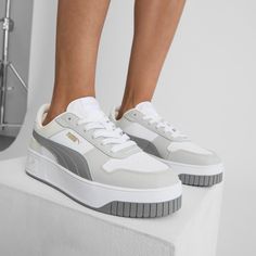 Streetwear-inspired design and a slightly elevated platform make these Carina's perfect for everyday outfits. Sneakers Puma, Cute Sneakers, Women's Sneakers, Everyday Outfits, Womens Sneakers, Design Inspiration, Street Wear, Style Inspiration, Sneakers