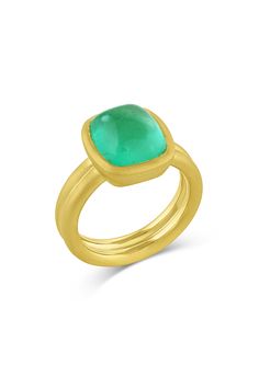 Emerald Puffed Cabochon Ring JEWELRYFINE JEWELRING LEIGH MAXWELL Beachy Jewelry, Symbolic Jewelry, Cabochon Ring, Work Jewelry, Summer Blue, Travel Jewelry, Tie And Pocket Square, Yellow Gold Rings, Clutch Wallet