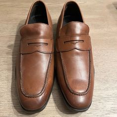 Beautiful Pair Of Brand New To Boot New York Leather Loafers. Made In Italy. Never Worn And Minor Visible Flaws From Storing In The Closet. I Threw Away The Box And Dust Bag, But They Have Been Kept In The Back Of My Closet In A Smoke-Free And Pet-Free Home. Will Be Shipped With Padding. Semi-formal Slip-on Round Toe Moccasins, Semi-formal Moccasins With Removable Insole And Round Toe, Brown Semi-formal Loafers With Removable Insole, Semi-formal Round Toe Slip-on Moccasins, Business Casual Round Toe Moccasins With Branded Insole, Brogue-detailed Moccasins For Business Casual, Business Casual Brogue Moccasins With Round Toe, Business Casual Moccasins With Brogue Detailing, Brown Moc Toe Moccasins For Formal Occasions