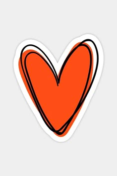 an orange heart sticker on a white background