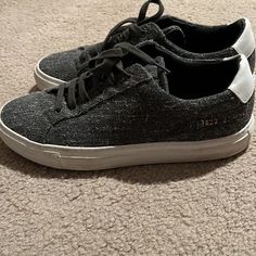 Common Project Sneakers In Dark Gray Tweed. In Great Condition, Only Worn A Couple Times. Feel Free To Make An Offer. Common Projects Shoes, Grey Tweed, Common Projects, Gray White, Dark Gray, A Couple, Feel Free, Women Shoes, Sneakers