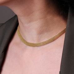 14K Gold Bismark Necklace, 4.4 mm Curb Chain Choker, Herringbone Stack Link Charm, Braided Bismarck Christmas Valentine's Day Gift For Her Elegant Herringbone Necklace With Polished Finish As Gift, Elegant Herringbone Necklace With Polished Finish, Yellow Gold Herringbone Necklace With Box Chain For Gift, Luxury Yellow Gold Herringbone Necklace For Gift, Luxury Yellow Gold Herringbone Necklace As Gift, Gold Initial Pendant, Choker Chain, Layered Rings, Medallion Necklace