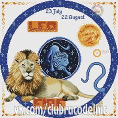 a cross stitch pattern with the zodiac sign and lion