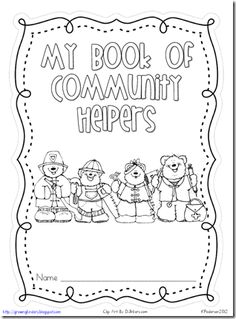 a coloring page with the words, my book of community harpers and bears on it