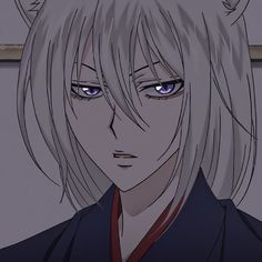 an anime character with white hair and blue eyes