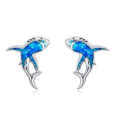 PRICES MAY VARY. 🦈【Design inspiration】This stud earring showcases the perfect combination of blue opal and shark, which exudes stunning luster and brilliant color. The shark-shaped design is vivid and expressive, showing the beauty of wildness and strength. These earrings are fashionable and unique, suitable for matching with a variety of outfits, adding a unique charm to your overall look. ✨【Material】Shark earrings is made of 925 sterling silver, nickel-free, lead-free, cadmium-free, hypoaller Silver Jewelry Cleaner, Oxidised Silver Jewelry, Shark Earrings, Clean Sterling Silver, Cleaning Silver Jewelry, Ocean Jewelry, Jewellery Marketing, Animal Earrings, Gifts For Your Girlfriend