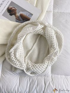 BirdinBag - Summer-Ready Crochet Bag with Delicate Hollow Out Design White Knitted Rectangular Shoulder Bag, Everyday White Knitted Shoulder Bag, Casual White Knitted Shoulder Bag, White Knitted Tote Shoulder Bag, Cream Knitted Bag For Everyday Use, Cream Knitted Bag, White Knitted Shoulder Bag For Daily Use, White Knitted Shoulder Bag For Everyday, Cream Knitted Everyday Bag