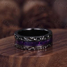 Here we have a Mens Purple Enamel Wedding Band Gothic Black Gold Mens Hammered Wedding Band 8mm Retro Vintage Matching Ring Engagement Band For Him Details Material: purple enamel  Band width: 8mm You can choose the material and ring size in the drop down menu, Message me if your ring size is not listed. ❤ We accept custom order, please contact us if needed :) ◇◇Processing time◇◇ Any item on my store is handmade,made to order,no stock. Typically,it takes 3-4 weeks to complete the item. ◇◇Deliver Mens Wedding Bands Hammered, Hammered Wedding Band, Hammered Wedding Bands, Matching Ring, Engagement Band, Gothic Wedding, Band Engagement Ring, Engagement Bands, Matching Rings