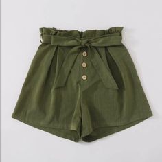 New Without Tags (Never Worn) Purchased Directly From Wholesaler Material: 100% Polyester Color: Army Green Fit Type: Loose High Waist Belted Button Front Fast Shipping Don't Forget To Make Your Bundle To Save More Thanks For Visiting My Closet. I Am Always At Your Service Cotton Bottoms With Buttons For Vacation, Cotton Beach Shorts With Buttons, Beach Cotton Shorts With Buttons, Summer Shorts With Button Closure, Summer Vacation Shorts With Button Closure, Summer Cotton Shorts With Buttons, Cotton Summer Shorts With Buttons, Summer Shorts With Button Closure For Day Out, Green Summer Bottoms With Buttons