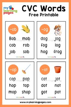 the cvc words printable worksheet for children to practice their spelling skills