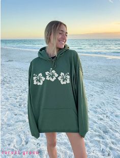 Tropical Flower Hoodie丨August Lemonade Flower Hoodie, Comfy Outfit, Tropical Flower, Trendy Chic, Street Style Chic, Hibiscus Flowers