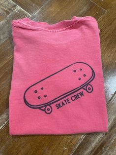 Kids Skate Crew Tshirt Which Crew Are You? MADE TO ORDER All t-shirts are printed with a sublimation printer. Made by small shop The Crew This specific item is Comfort Colors brand tshirt, and the color is Watermelon  Features 5.4 oz., 100% ringspun cotton Ribbed collar with double-needle topstitched neckline Double-needle stitched sleeves and bottom hem Preshrunk, soft-washed, garment-dyed fabric Taped shoulder-to-shoulder Set-in sleeves *Please message me if your interested in any other color* Skater Tshirt, Kids Skates, Brand Tshirt, Tshirt Custom, Skateboard Tshirt, Skate T Shirts, Sublimation Printer, Kids Graphic Tees, Fabric Tape