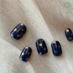 Blue Gold Nails, Boho Nails, Art Deco Nails, Nail Designs Tutorial, Nail Time, Nail Pops, Simple Gel Nails, Gem Nails, Design Course