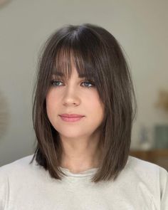 50 Adorable Lob Haircuts with Bangs Medium Bob With Fringe, Lob Haircut With Bangs, Mid Hair, Corte Bob, Bob Hairstyles With Bangs, Bob Haircut With Bangs, Long Bob Haircuts, Lob Haircut