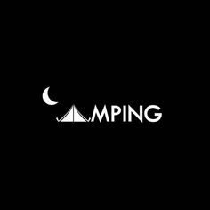 the logo for camping is shown in black and white, with a tent on it