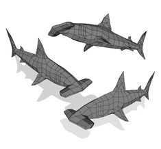 three shark models are shown in this image