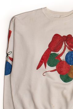 This is a vintage ugly Christmas sweater! That means: 1. We only have one — so you can’t choose a different size or quantity. 2. The size listed on the original tag may not be an accurate indication of the fit. The chest / bust size and length measurements are the most accurate way to estimate the fit. White Chests, Recycled Items, Vintage Apparel, Christmas Sweatshirts, Christmas Colors, Ugly Christmas, Christmas Sweater, Being Ugly, Vintage Christmas