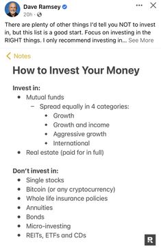 a screenshot of an instagram page with the text how to invest your money