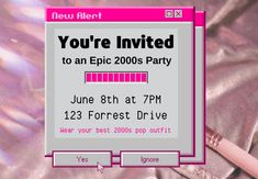 a pink and white sign that says you're invited to an epic 2009 party