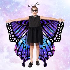 PRICES MAY VARY. 🦋 Elegant Design: Your girls are sure to be magical in the beautiful kids butterfly wings and you'll love watching her flitting around as if she's a butterfly among flowers. 🎉 Premium Material: The butterfly wings for girls are made of 100% polyester Double-Sided Printing fabrics, soft, no-fading, and durable. 👍 Comfortable Size: The Halloween costumes for girls have attached loops at the ends to easily slip your kids' hands through, the neckband is 4” longer than similar pro Girls Butterfly Costume, Halloween Butterfly, Halloween Costumes For Baby Boy, Antenna Headband, Butterfly Wings Costume, Halloween Capes, Butterfly Fairy Wings, Baby Costumes Girl, Costume For Girls